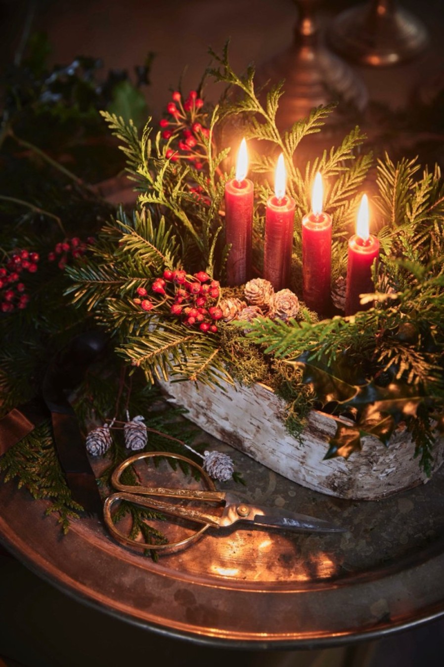 Kerstversiering Naturn Christmas Kerststuk Theelicht Houder Dennenappels En Sneeuwvlokken 